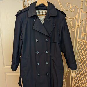 Women's London Towne Navy Blue Trench Coat, Medium